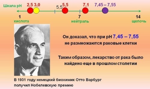 При кислотно-щелочном балансе 7,45-7,55 раковые клетки не размножаются